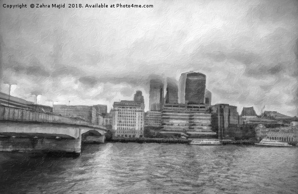 London Bridge in Black and White A Painterly Persp Picture Board by Zahra Majid