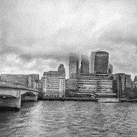 Buy canvas prints of London Bridge in Black and White A Painterly Persp by Zahra Majid
