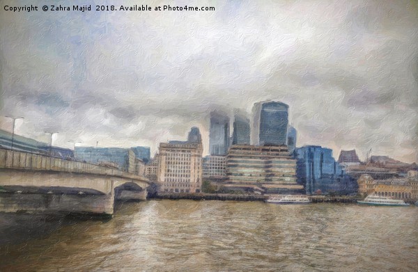 London Bridge on a Foggy Day a Painterly Perspecti Picture Board by Zahra Majid