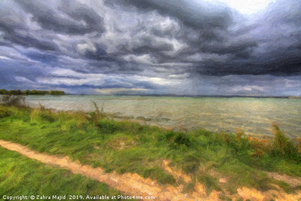 Painterly Picturesque Kent Seascape Picture Board by Zahra Majid