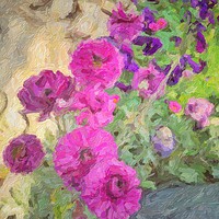 Buy canvas prints of Artsy Floral Fuscia by Zahra Majid