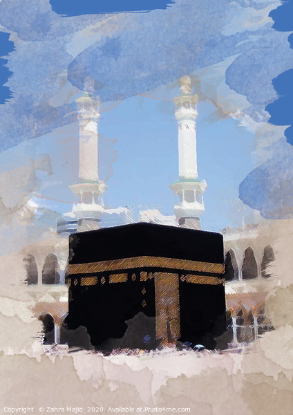 Watercolour effects on Khana Kaaba Picture Board by Zahra Majid