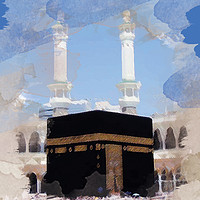 Buy canvas prints of Watercolour effects on Khana Kaaba by Zahra Majid