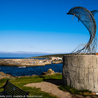 Buy canvas prints of Dolphin Sculpture, Portsoy Harbour, Aberdeenshire by Peter O'Reilly