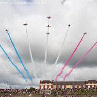 Buy canvas prints of The Red Arrows at Barry Island, UK. by Andrew Bartlett