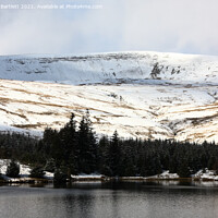 Buy canvas prints of Snow at Beacons reservoir, South Wales, UK by Andrew Bartlett