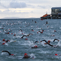 Buy canvas prints of Ironman Wales swim at Tenby, Pembrokeshire, UK by Andrew Bartlett