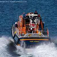 Buy canvas prints of Tenby Lifeboat at launch, Pembrokeshire UK.   by Andrew Bartlett