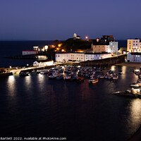 Buy canvas prints of Tenby Harbour at night, West Wales UK. by Andrew Bartlett
