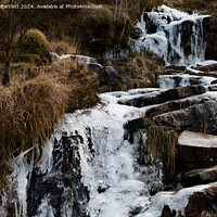 Buy canvas prints of Frozen waterfall at the Beacon Beacons, South Wales UK. by Andrew Bartlett