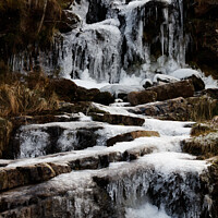 Buy canvas prints of Frozen waterfall, Brecon Beacons, South Wales, UK by Andrew Bartlett