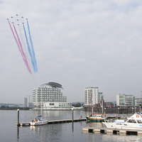Buy canvas prints of  Red Arrows flyover by Andrew Bartlett