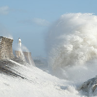 Buy canvas prints of Porthcawl, South Wales, UK, Hurricane Ophelia. by Andrew Bartlett