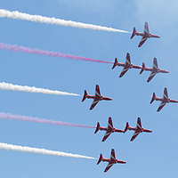 Buy canvas prints of Red Arrows at Swansea Air Show 2016 by Andrew Bartlett