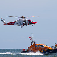 Buy canvas prints of Coastguard air/sea rescue demo at Swansea, UK. by Andrew Bartlett