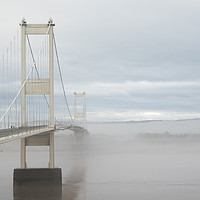 Buy canvas prints of Severe fog at the Severn Bridge, UK. by Andrew Bartlett