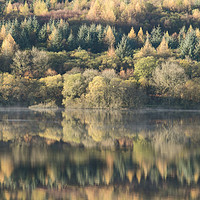 Buy canvas prints of Llwyn-onn reservoir, South Wales, UK, during morni by Andrew Bartlett