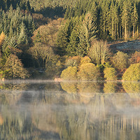 Buy canvas prints of  Llwyn-onn reservoir, South Wales, UK, during morn by Andrew Bartlett