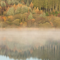 Buy canvas prints of  Llwyn-onn reservoir, South Wales, UK, during morn by Andrew Bartlett