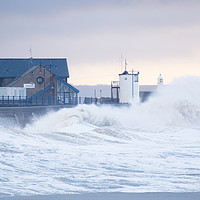 Buy canvas prints of Stormy seas at Porthcawl, South Wales, UK. by Andrew Bartlett