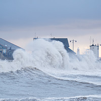 Buy canvas prints of Stormy seas at Porthcawl, UK. by Andrew Bartlett
