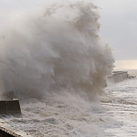 Buy canvas prints of Stormy seas at Porthcawl, UK by Andrew Bartlett