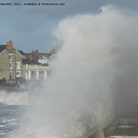 Buy canvas prints of Large waves at Porthcawl lighthouse by Andrew Bartlett
