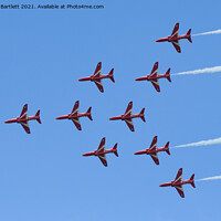 Buy canvas prints of RAF Red Arrows flypast by Andrew Bartlett