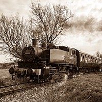 Buy canvas prints of Kent And East Sussex Steam Train in Sepia by Framemeplease UK