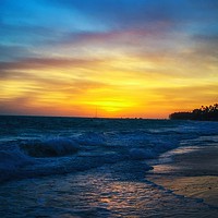 Buy canvas prints of Tropical Beach Sunset by Framemeplease UK