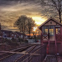 Buy canvas prints of Tenterden Town Train station at sunset by Framemeplease UK