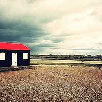 Buy canvas prints of Red roofed hut,Rye harbour  by Framemeplease UK