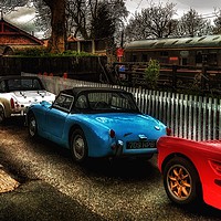 Buy canvas prints of Tenterden Train Station with classic cars  by Framemeplease UK