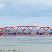 Buy canvas prints of ScotRail train crossing Forth Rail Bridge, Scotland by Kay Roxby