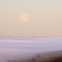 Buy canvas prints of Cloud inversion and rising moon by Kay Roxby