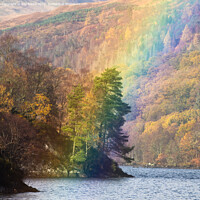 Buy canvas prints of Ellen's Isle rainbow Loch Katrine by Kay Roxby