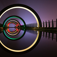 Buy canvas prints of Falkirk Wheel top canal arches at night by Kay Roxby