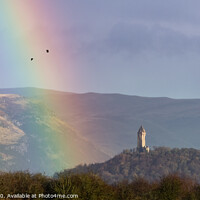Buy canvas prints of Stirling Wallace Monument rainbow, Scotland by Kay Roxby