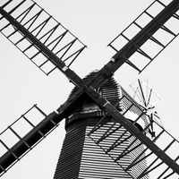 Buy canvas prints of Black and White Windmill by Bertie Carter