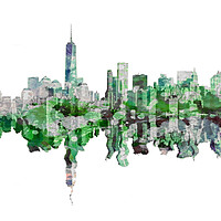 Buy canvas prints of Manhattan skyline white by Sebastien Coell