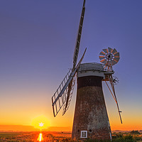 Buy canvas prints of Sunset at Thurne mill by Sebastien Coell