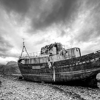 Buy canvas prints of The shipwreck at Fort William beach on the Scottis by Sebastien Coell