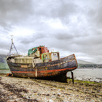 Buy canvas prints of The shipwreck at Fort William beach on the Scottis by Sebastien Coell