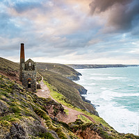 Buy canvas prints of Towanroath mineshaft on the Cornish coastline by Sebastien Coell