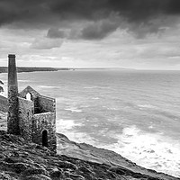 Buy canvas prints of Towanroath mineshaft in black and white by Sebastien Coell
