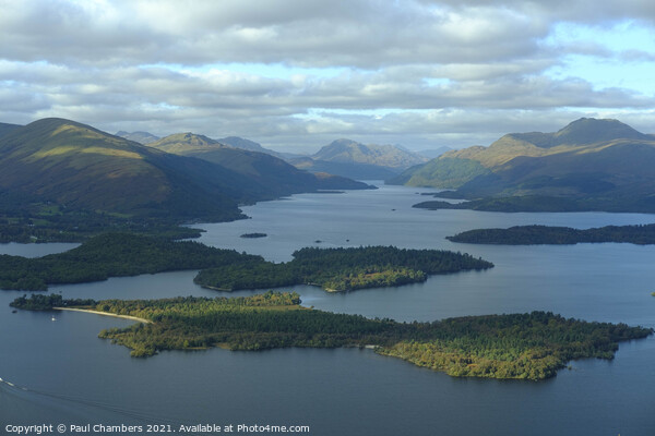 Aerial View Loch Lomond Picture Board by Paul Chambers