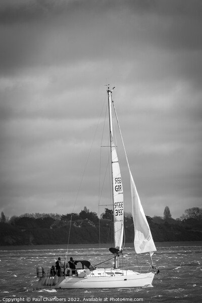  Yacht Sailing up Southampton Water Picture Board by Paul Chambers