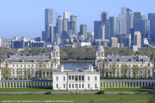 Majestic view of Greenwich and Canary Wharf Picture Board by Paul Chambers