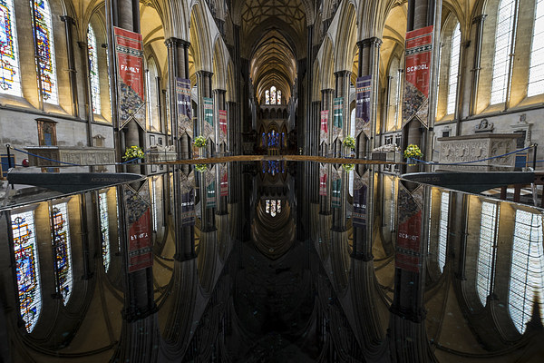 Salisbury Cathedral Font Reflection Picture Board by Paul Chambers