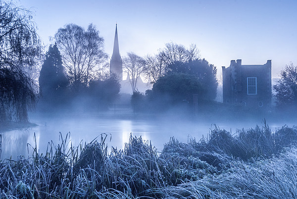  Cold blue View of Salisbury Cathedral Picture Board by Paul Chambers